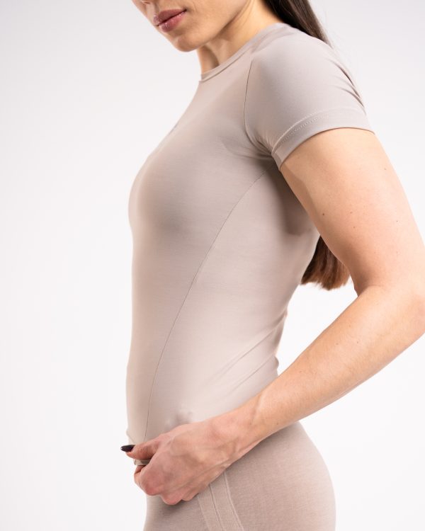 damska koszulka sportowa beżowa