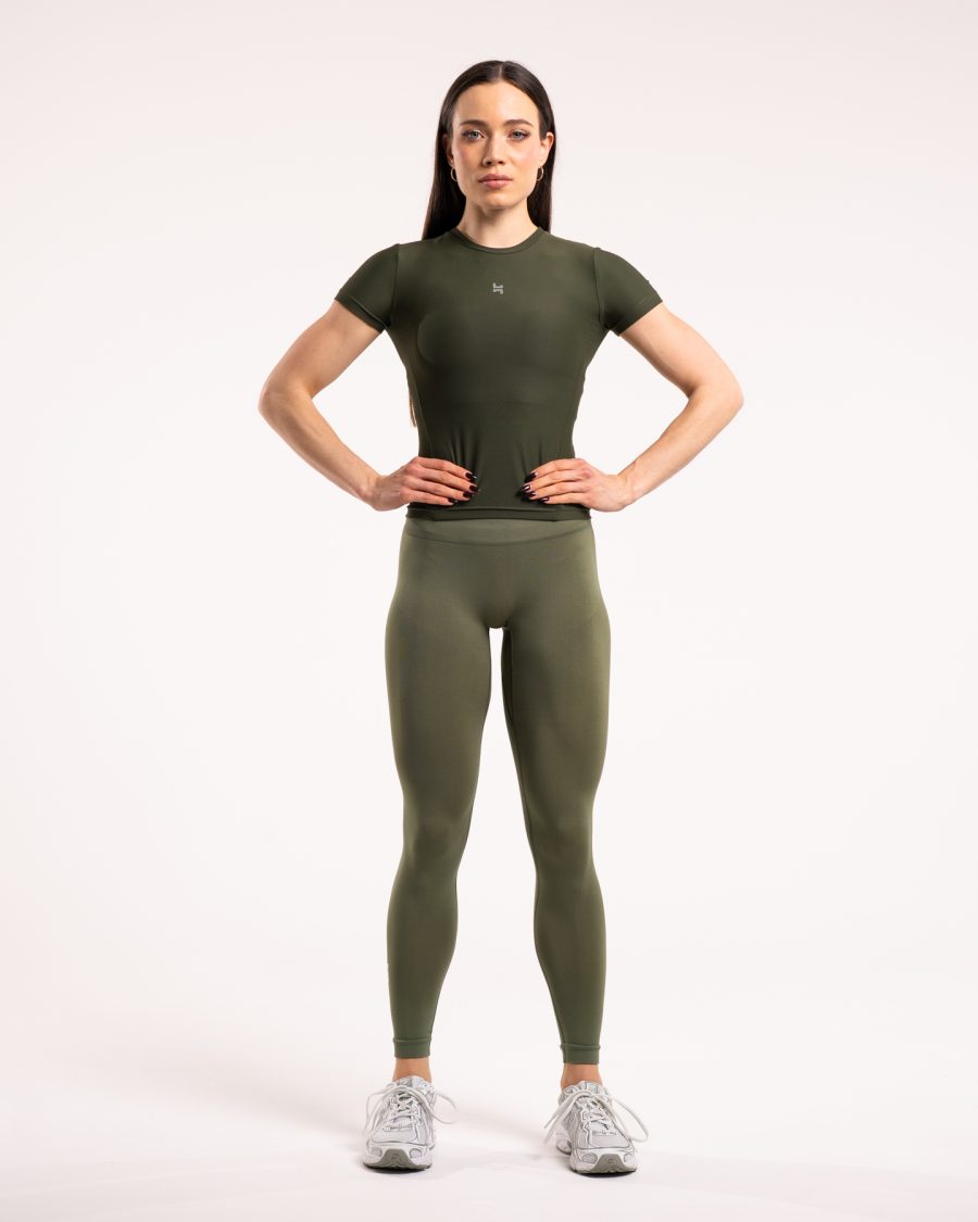 Koszulka sportowa damska z krótkim rękawem w kolorze zielonym