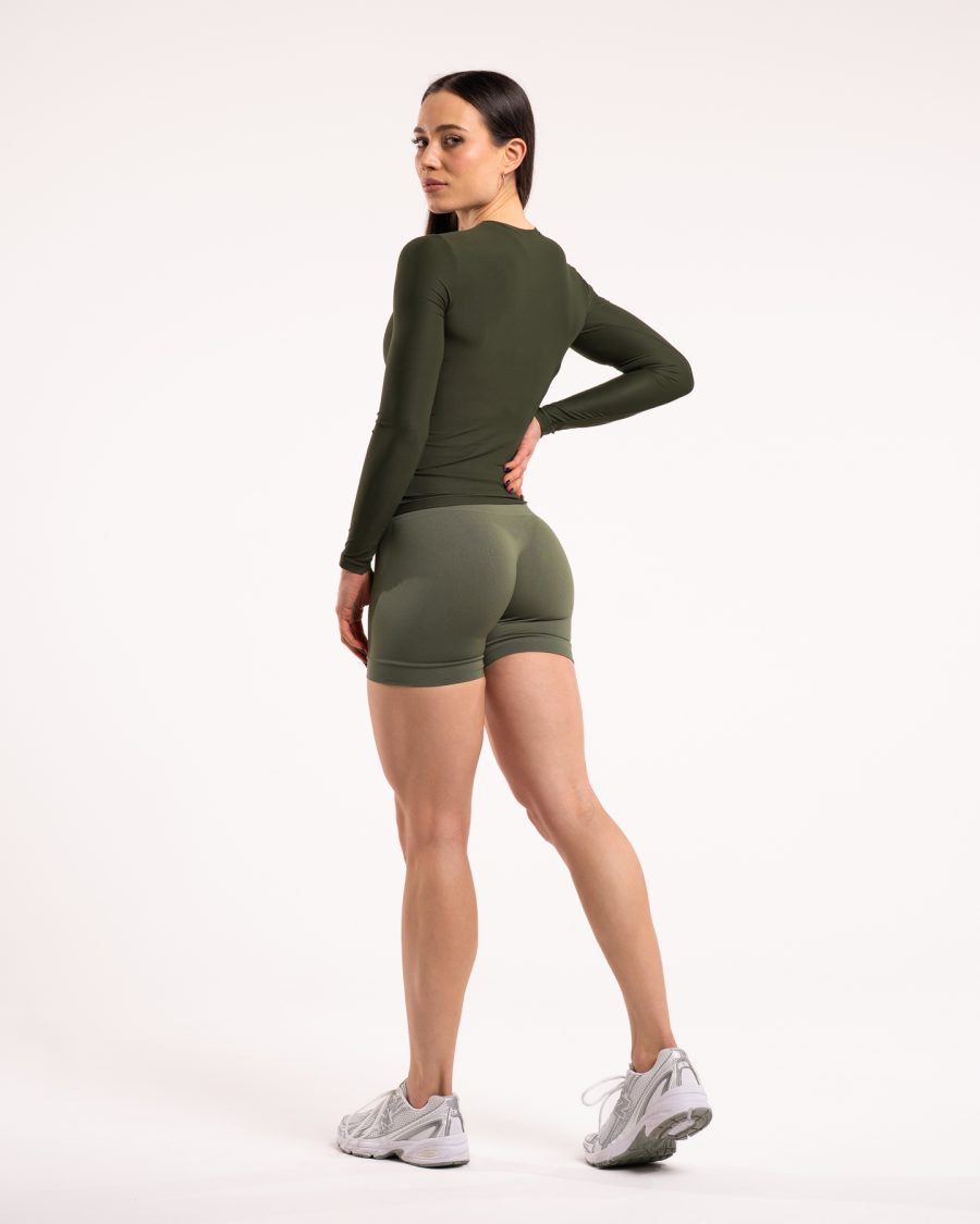Koszulka damska z długim rękawem sportowa kolor khaki